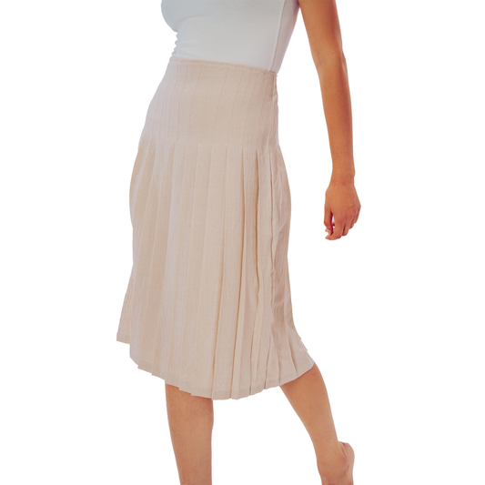 Signature Beige Pleated Skirt